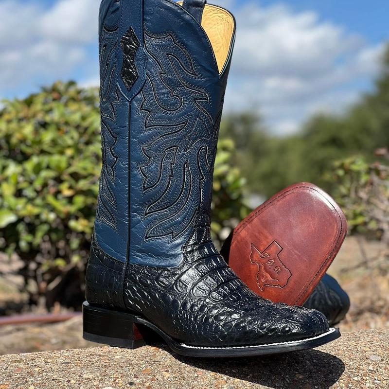 MENS BLACK AND BLUE WESTERN BOOTS