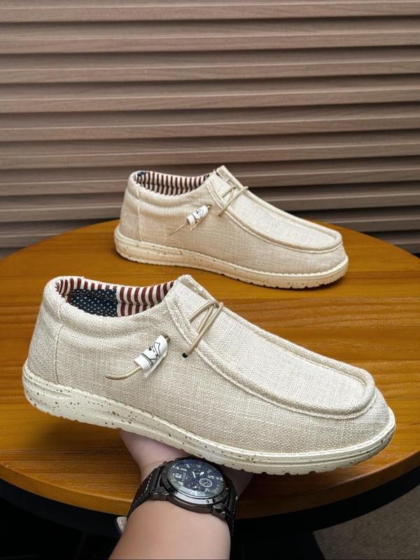 Fashionable Lace Up Low Top Loafers, Casual Loafers Men, Boy Slipon Walking Shoes, Comfortable Breathable Canvas Shoes, Lightweight Non-slip Shoes for Men