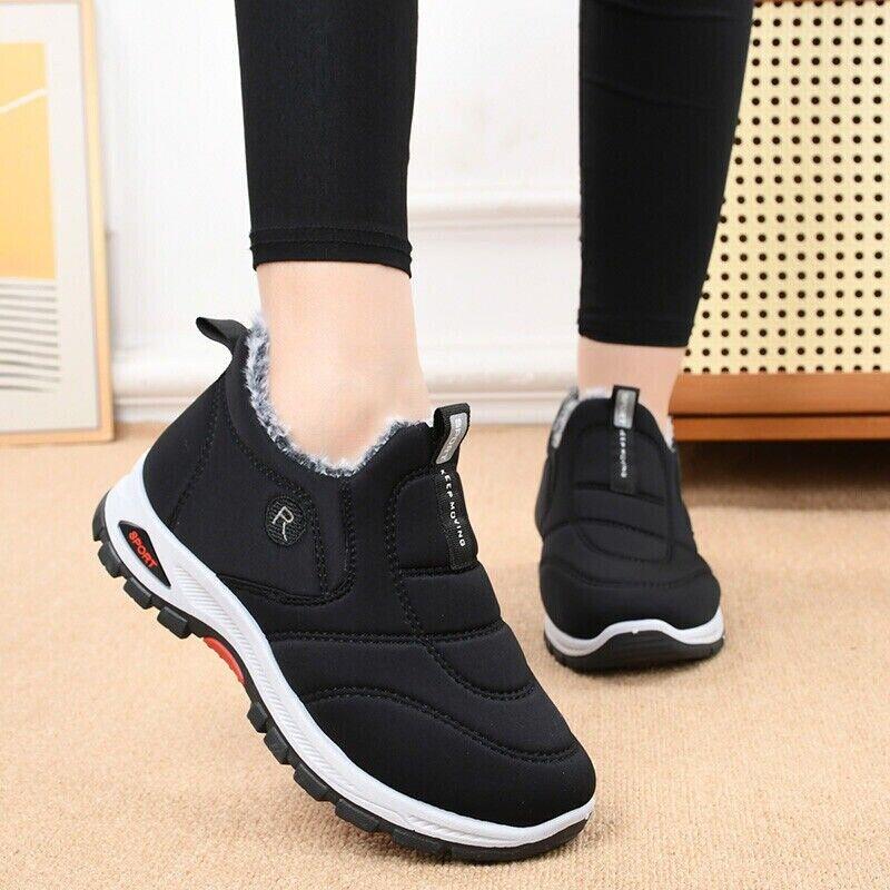 Men's Winter Ankle Snow Boots Slip on Fur Lined Outdoor Waterproof Casual Shoes