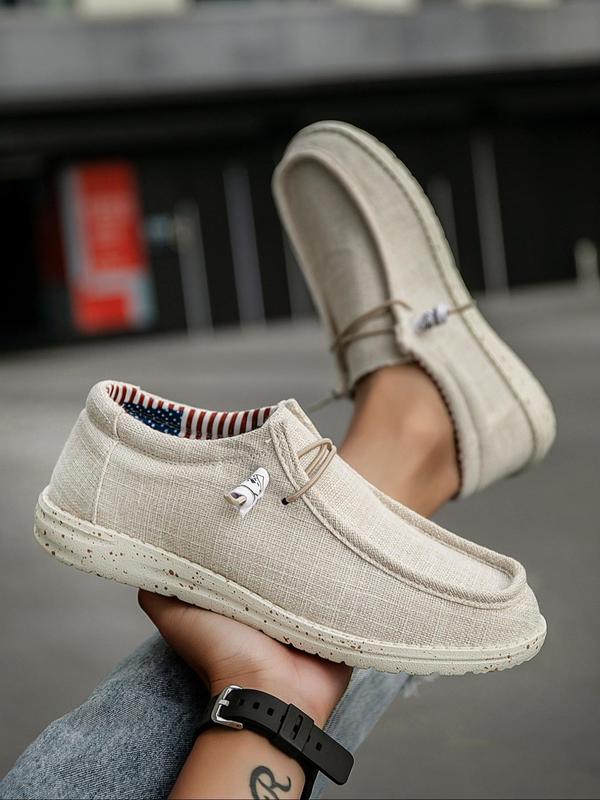 Fashionable Lace Up Low Top Loafers, Casual Loafers Men, Boy Slipon Walking Shoes, Comfortable Breathable Canvas Shoes, Lightweight Non-slip Shoes for Men