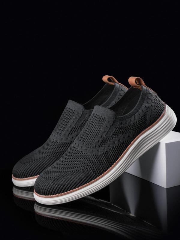 Men's Casual Lightweight Mesh Breathable Slip-on Sneakers, Fashionable Comfortable Sports Running Shoes, Male All-match Round Toe Shoes for Daily Wear