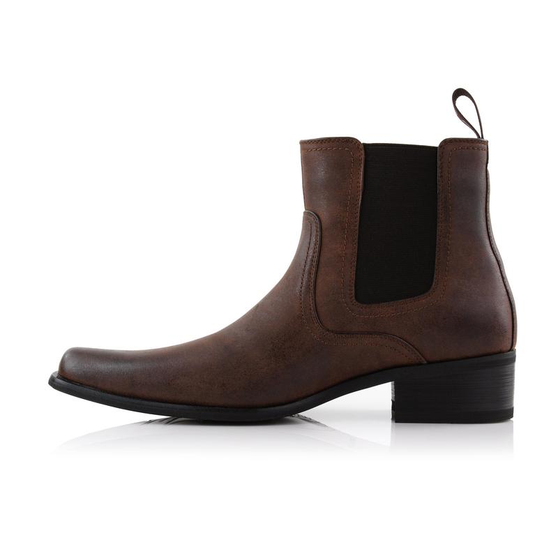 Ferro Aldo Tanner high-tip western style chelsea boots, in Maple Brown, Men's Size 6.5 - 13