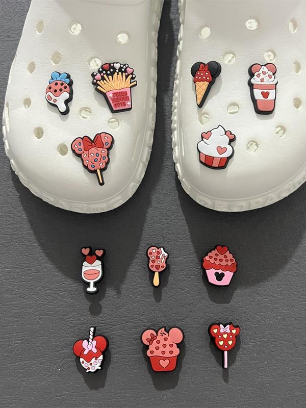 12pcs set Cute Cartoon Ice Cream Shoe Croc Charms, Comfort Shoes Decoration for Women & Girls, Gift for Diy, All-match Fashion Shoes Accessories for Daily Wear