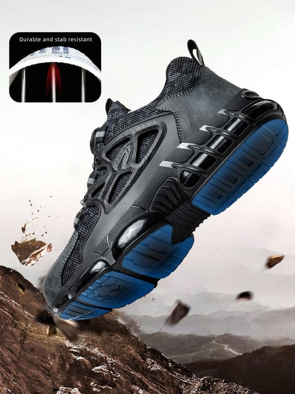 Men's Casual Lace Up Low Top Safety Shoes, Anti-smash & Anti-piercing Steel Toe Shoes Safety Shoes, Outdoor Button Safety Sports Shoes