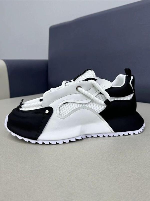 Men's Colorblock Lace Up Sneakers, Casual Breathable Lightweight Mesh Running Shoes, Fashionable Sneakers for Daily Wear