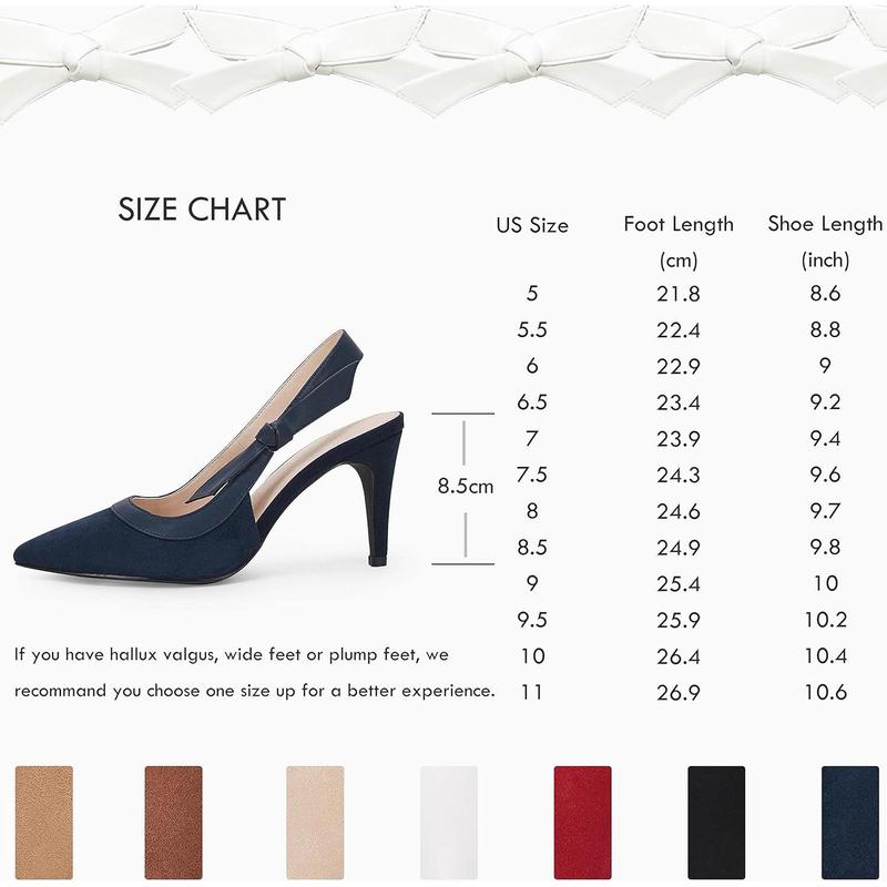 Coutgo Women's Pointed Toe High Heels Slingback Bowknot Formal Pumps Dress Shoes