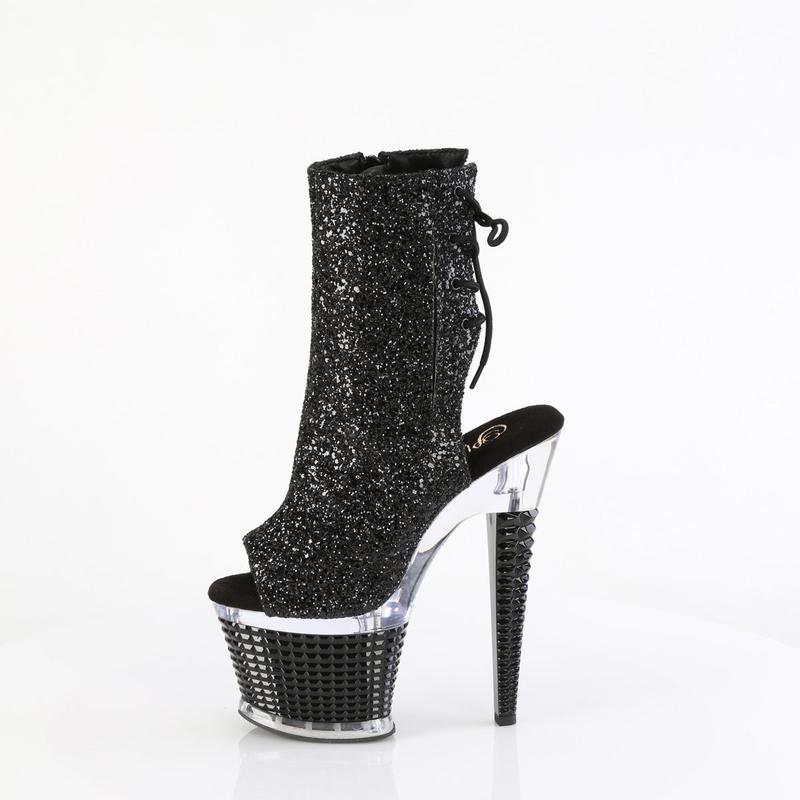 7 Inch Heel SPECTATOR-1018G Black Glitter