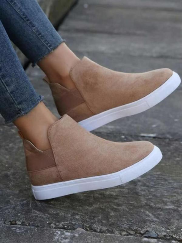 Women's Fashionable Solid Color Slip-on Platform Boots, Casual Comfortable Boots for Daily Wear, Female All-match Trend Shoes for Daily Wear