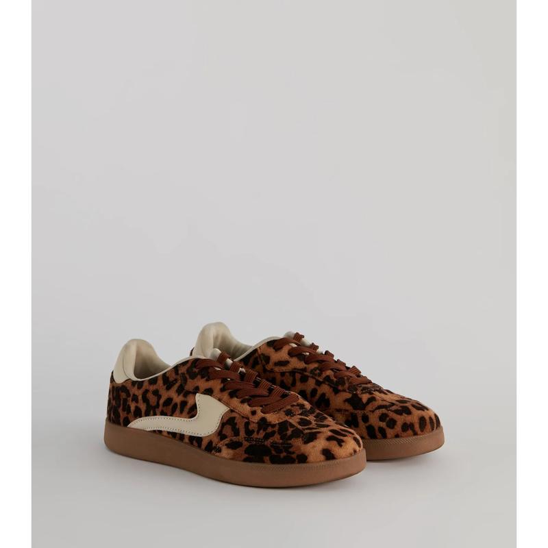 Wildly Cute Leopard Faux Suede Sneakers