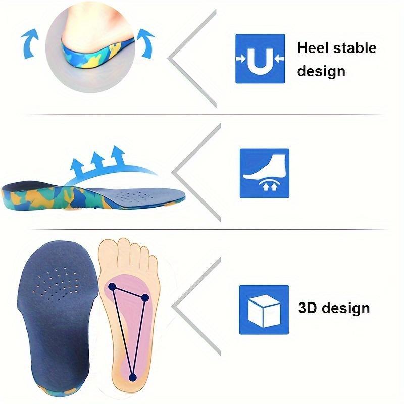 1-12 Years Kids Breathable Insoles With Arch Support, 1 Pair Running Insert Deodorant Breathable Cushion For Feet Sneakers Soles Pads