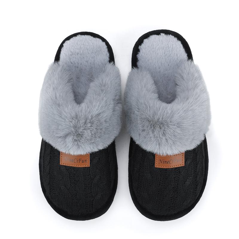 NineCiFun Women's Slippers Memory Foam House Slippers Fuzzy Scuffs Indoor Outdoor Home Shoes Warm Non-slip Slippers Girl Footwear