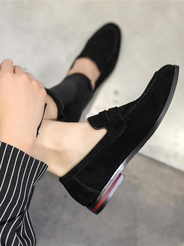 Men's Business Style Solid Color Slip on Loafers, Fashionable Casual Comfortable Dress Shoes for Daily Wear, Lightweight Breathable Shoes for Men