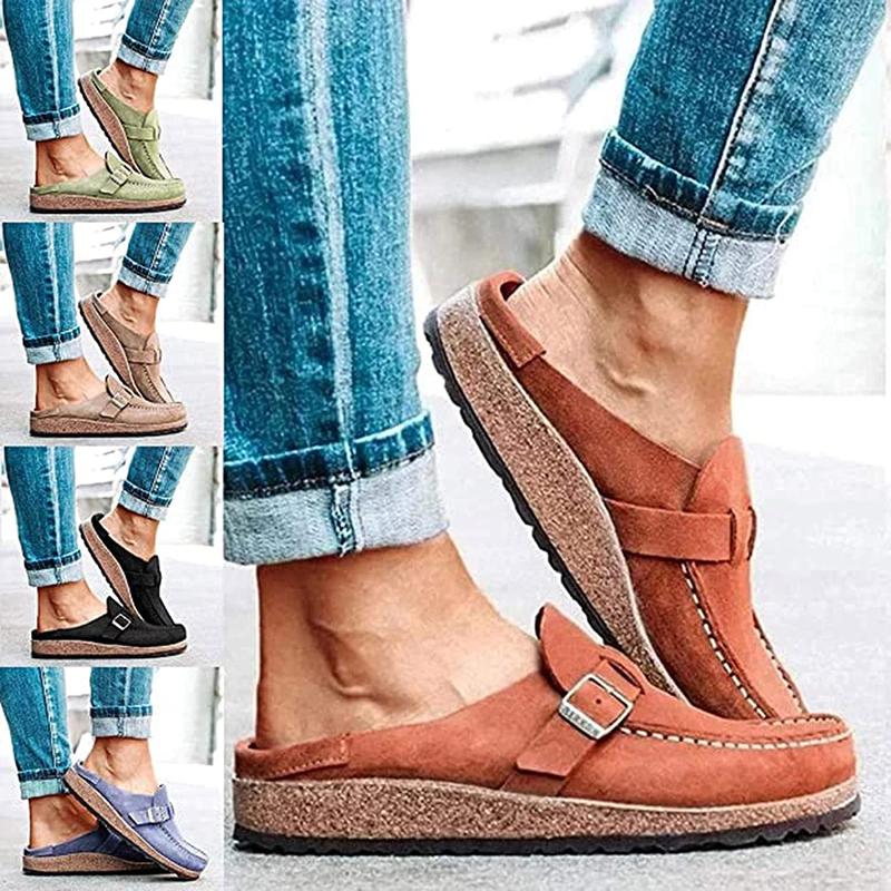 2024 Women Suede Clogs Mules Garden Loafer Shoes Memory Foam Slipper Casual  Sneakers Comfortable Slip on Sandals Anti-Slip Backless Home Office Walking Shoes