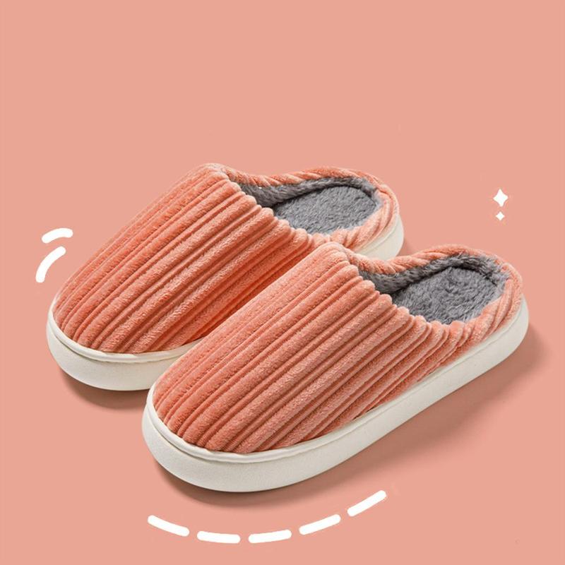 Womens Slippers Warm Plush Lined Slippers Casual Anti-Slip House Shoes Comfortable Indoor Home Slippers