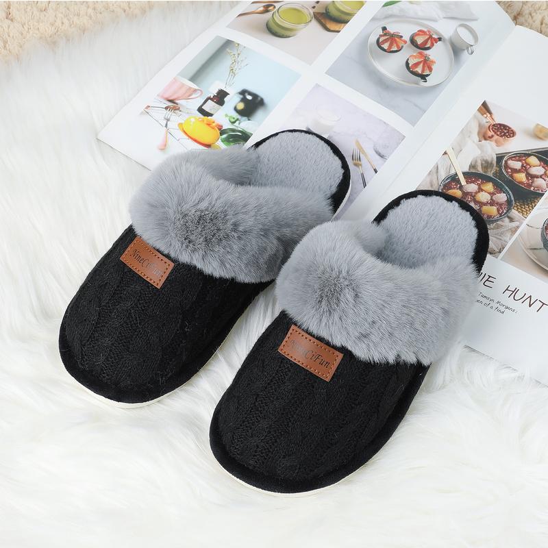 NineCiFun Women's Slippers Memory Foam House Slippers Fuzzy Scuffs Indoor Outdoor Home Shoes Warm Non-slip Slippers Girl Footwear