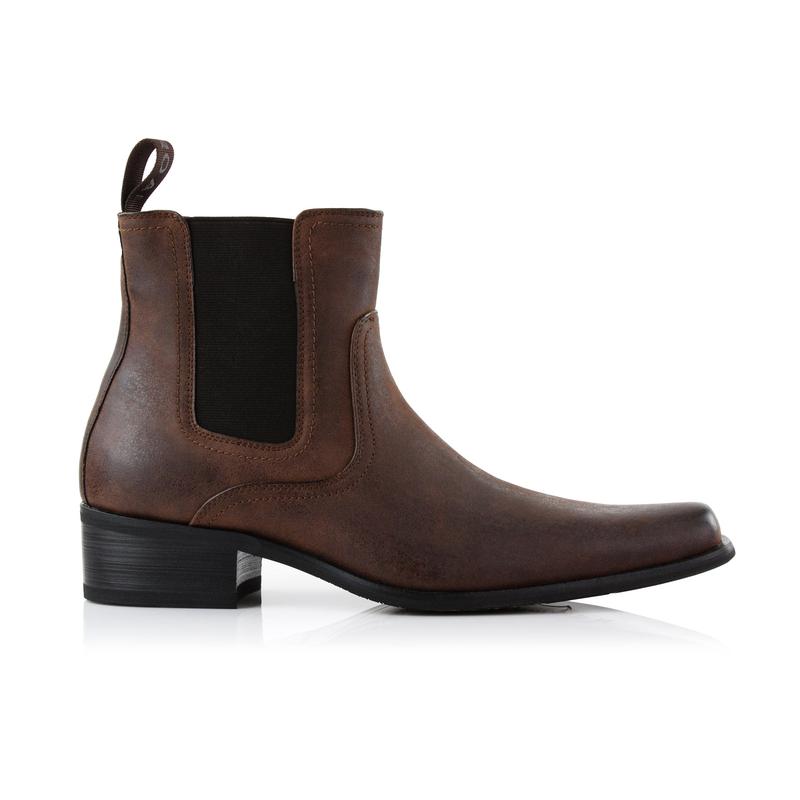 Ferro Aldo Tanner high-tip western style chelsea boots, in Maple Brown, Men's Size 6.5 - 13