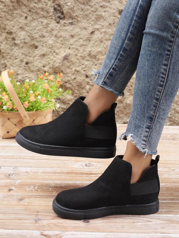 Women's Fashionable Solid Color Slip-on Platform Boots, Casual Comfortable Boots for Daily Wear, Female All-match Trend Shoes for Daily Wear