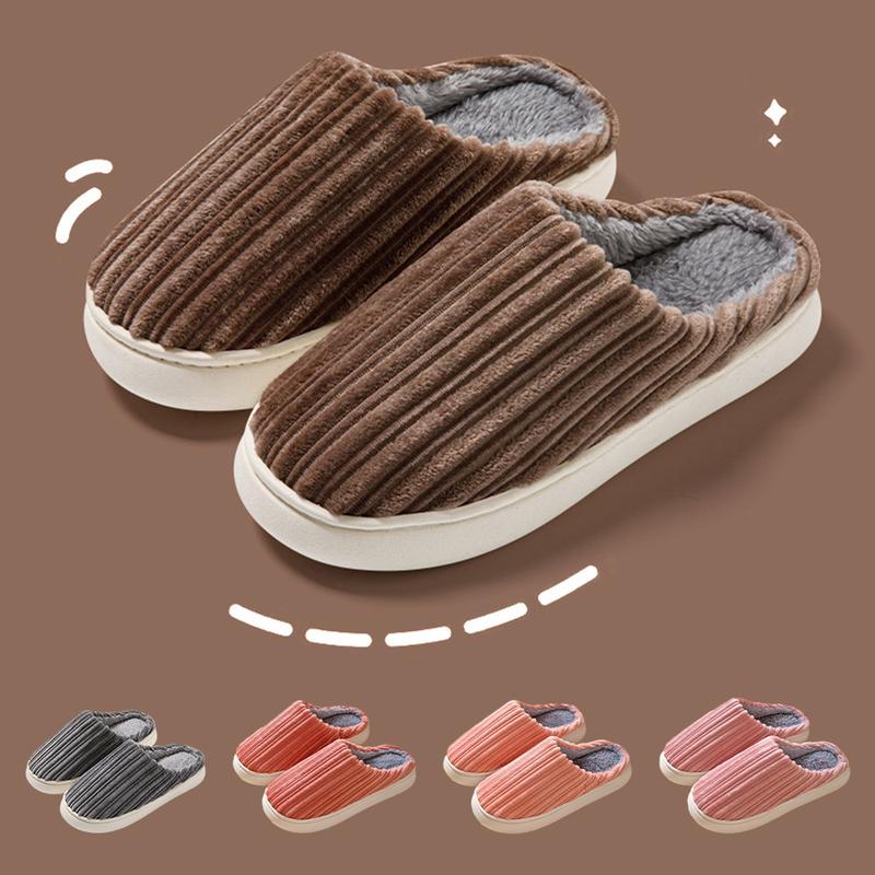 Womens Slippers Warm Plush Lined Slippers Casual Anti-Slip House Shoes Comfortable Indoor Home Slippers