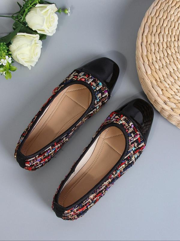 Women's Patchwork Pattern Slip-on Flats, Casual Comfortable Low Top Flat Shoes, Fashionable  Walking Shoes for Daily Wear