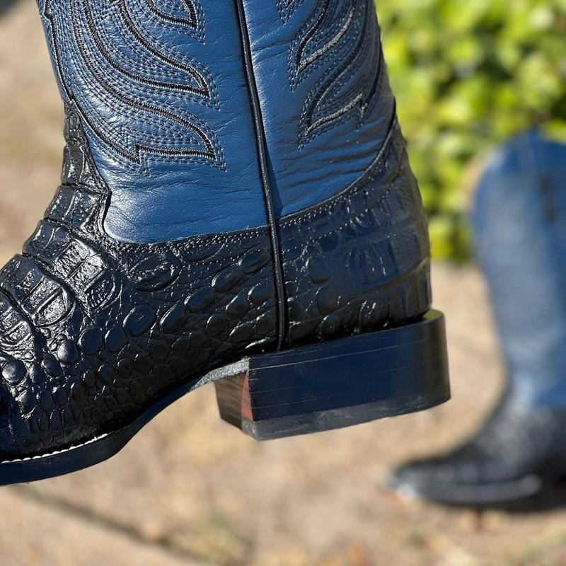 MENS BLACK AND BLUE WESTERN BOOTS