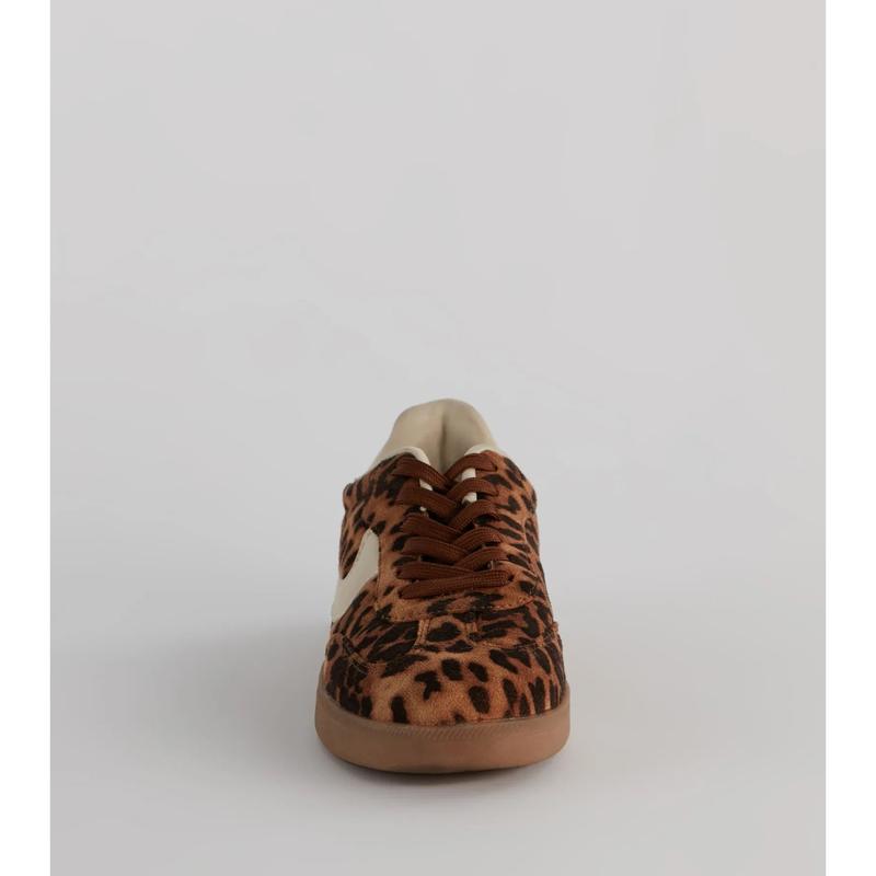 Wildly Cute Leopard Faux Suede Sneakers