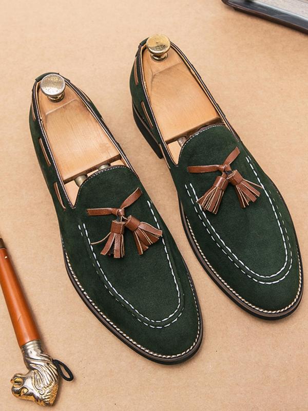 Men's Business Style Solid Color Tassel Decor Dress Shoes, Fashionable Comfortable Loafers for Work Office, Male All-match Shoes for Daily Wear