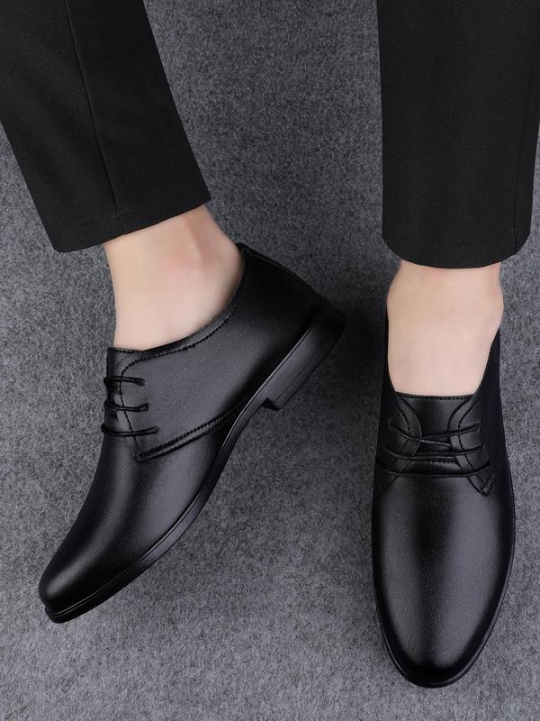 Men's Summer Minimalist Elegant Plain Round Toe Lace Up Dress Shoes, Business Style Dress Shoes, Business Solid Color Lace Up Low Heel Dress Shoes for Work Office