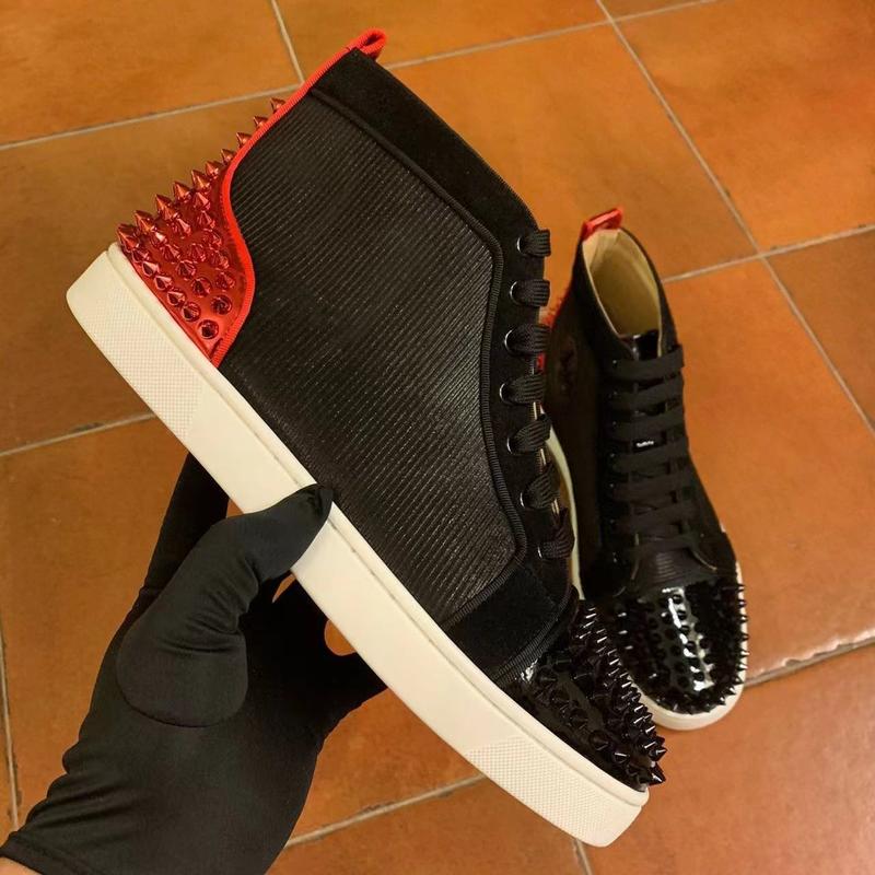 CL red-soled shoes, low-top leather shoes, rivets, rhinestones, trendy men's non-slip and wear-resistant lace-up board shoes, casual and breathable