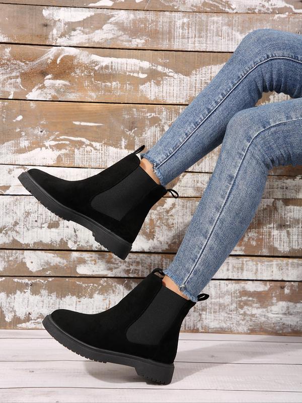 Women's Fashionable Solid Color Ankle Boots, Casual Comfortable Round Toe Boots for Daily Wear, Female All-match Trendy Shoes for Daily Wear