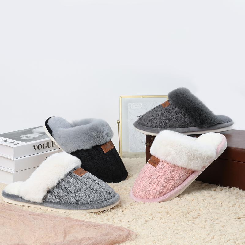 NineCiFun Women's Slippers Memory Foam House Slippers Fuzzy Scuffs Indoor Outdoor Home Shoes Warm Non-slip Slippers Girl Footwear