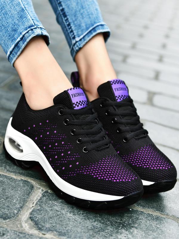 Women's Sporty Lace Up Low Top Sneakers (1 Pair), Casual Comfortable Breathable Running Sports Shoes, Fashionable Sneakers for Daily Wear for Women & Girls