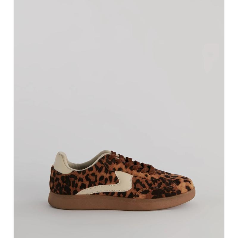 Wildly Cute Leopard Faux Suede Sneakers