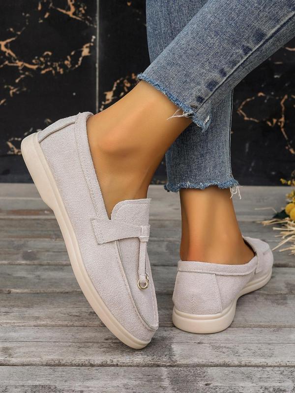 Women's Fashionable Solid Color Knot Design Slip-on Loafers, Elegant Lightweight Flat Loafers for Daily Life, Casual Comfortable Breathable Imitation Suede Shoes