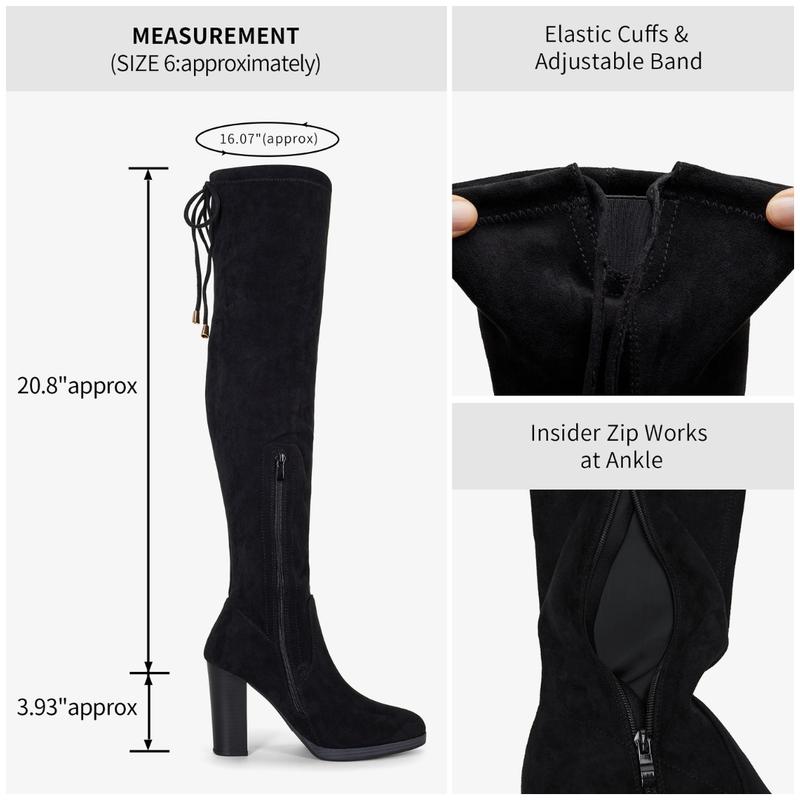 Women's 996 Thigh High Over The Knee Boots Platform 3.9 Inch Chunky Heel Suede Shoes Footwear Girl boot shoes high heels