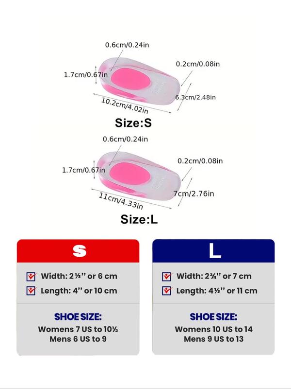 Unisex Silicone Shoes Insert Pads, 2pcs set Comfort Soft Shockproof Heel Insoles for Pain Relief, Footwear Accessories for Foot Care for Daily Use