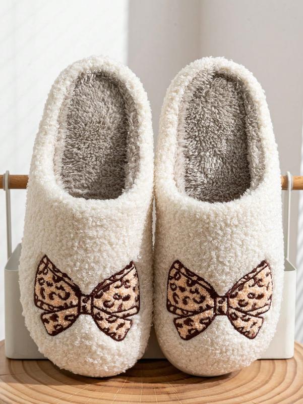 Pink Cute Bow Slip-On Slippers For Women’s  Indoor Casual Home Wear winter slipper woman slipper warm slipper Women's Fuzzy Women's Soft.  woman gift