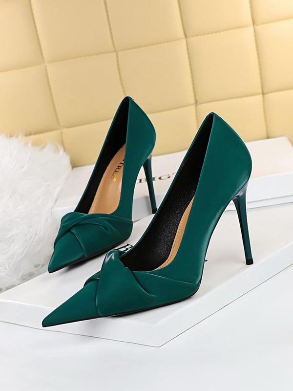 Women's Elegant Knot Design Stiletto Heels, Fashionable Pointed Toe High Heels for Party, Daily Wear for Women & Girls