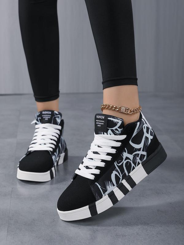 Fashionable Letter Pattern High Top Sneakers, Casual Comfortable Sports Shoes for Women, Trendy All-match Skate Shoes for Daily Wear