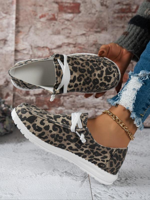 Women's Fashion Leopard Print Slip-on Loafers, Casual Comfortable Round Toe Slip-on Shoes, Knot Design Loafers for Daily Wear