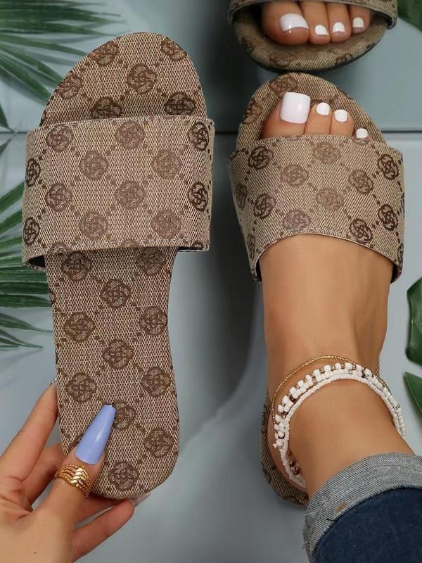 Women's Fashionable Floral Pattern Slip on Sandals, Casual New Trend Flat Sandals, Summer Beach Sandals for Women & Girls