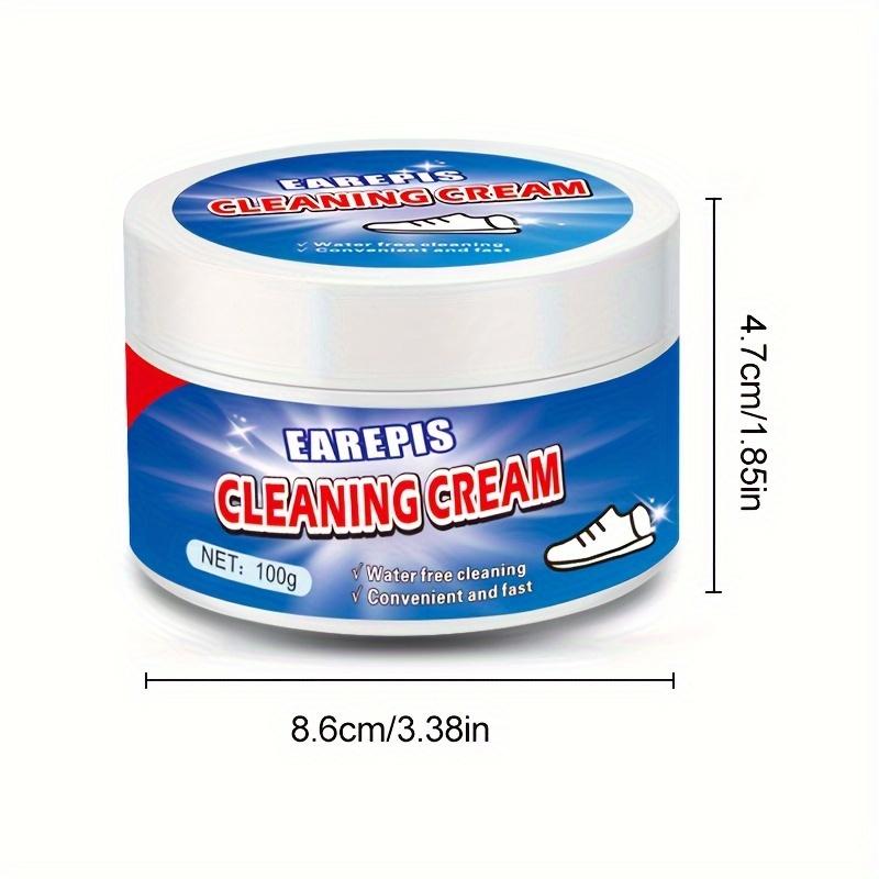 EarEpis 100g White Shoe Cleaner Cream, Stain Remover for Sneakers, No-Wash Formula, Fast Cleaning with Sponge Included, Interior Decoration Compatible