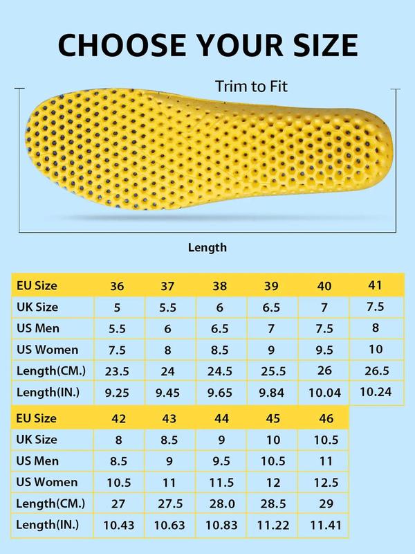 1 Pair Breathable Anti-odor Memory Foam Insoles, Shock-Absorbing Cushioning Sports Insoles For Men & Women