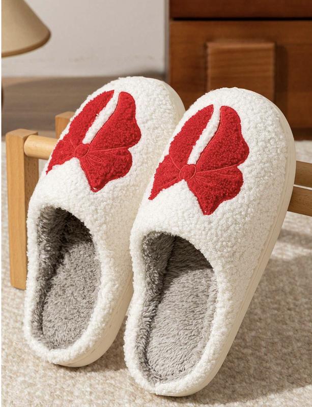 Pink Cute Bow Slip-On Slippers For Women’s  Indoor Casual Home Wear winter slipper woman slipper warm slipper Women's Fuzzy Women's Soft.  woman gift