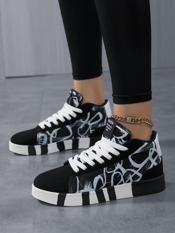 Fashionable Letter Pattern High Top Sneakers, Casual Comfortable Sports Shoes for Women, Trendy All-match Skate Shoes for Daily Wear