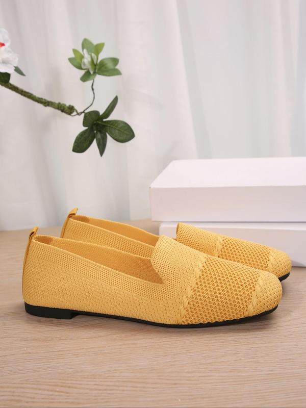 Women's Lightweight Breathable Slip on Flats, Casual Comfortable Square Toe Flat Shoes for Daily Wear, Lightweight Breathable Shoes for All Seasons