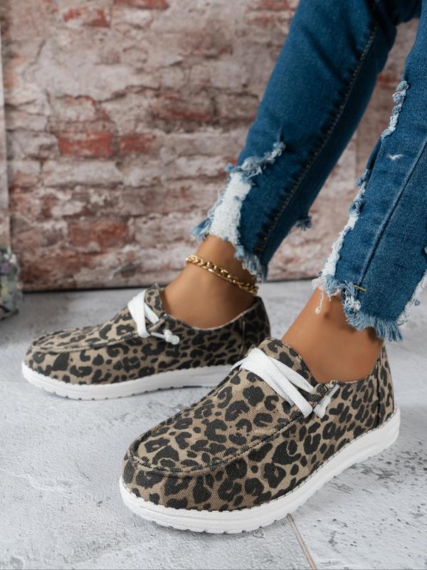 Women's Fashion Leopard Print Slip-on Loafers, Casual Comfortable Round Toe Slip-on Shoes, Knot Design Loafers for Daily Wear