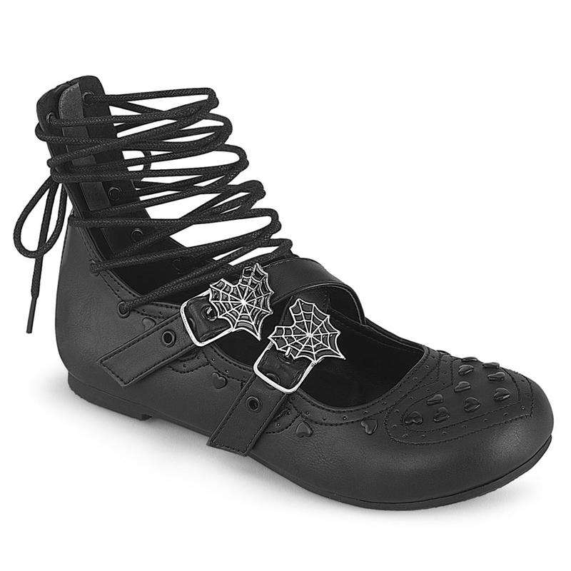 Demonia Daisy-11 Black Vegan Leather Flats