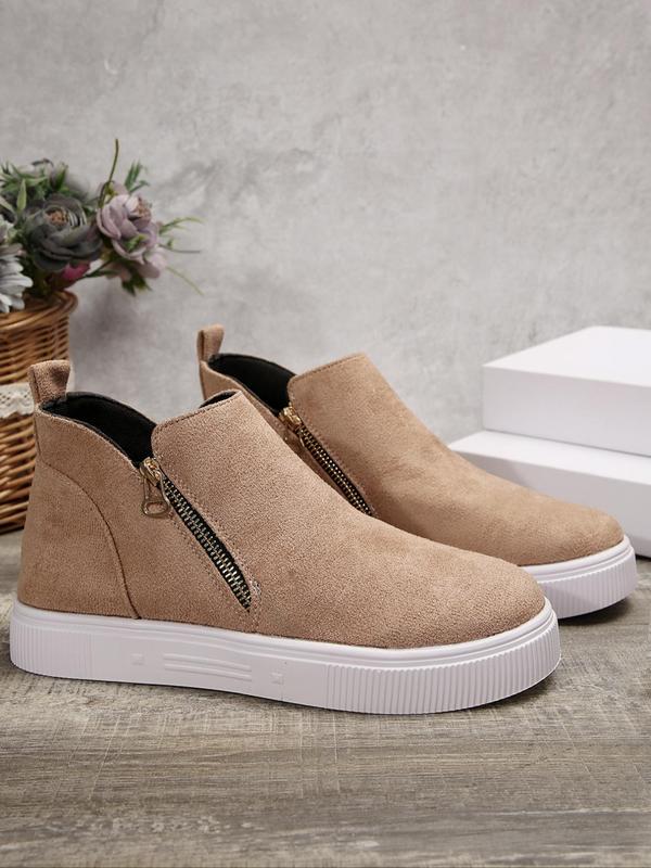 Women's Fashionable Zipper Ankle Boots, Casual Comfortable Round Toe Boots for Daily Wear, Female All-match Trendy Shoes for Daily Wear