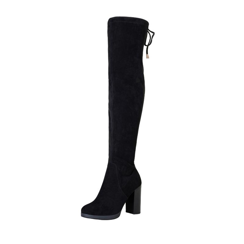 Women's 996 Thigh High Over The Knee Boots Platform 3.9 Inch Chunky Heel Suede Shoes Footwear Girl boot shoes high heels