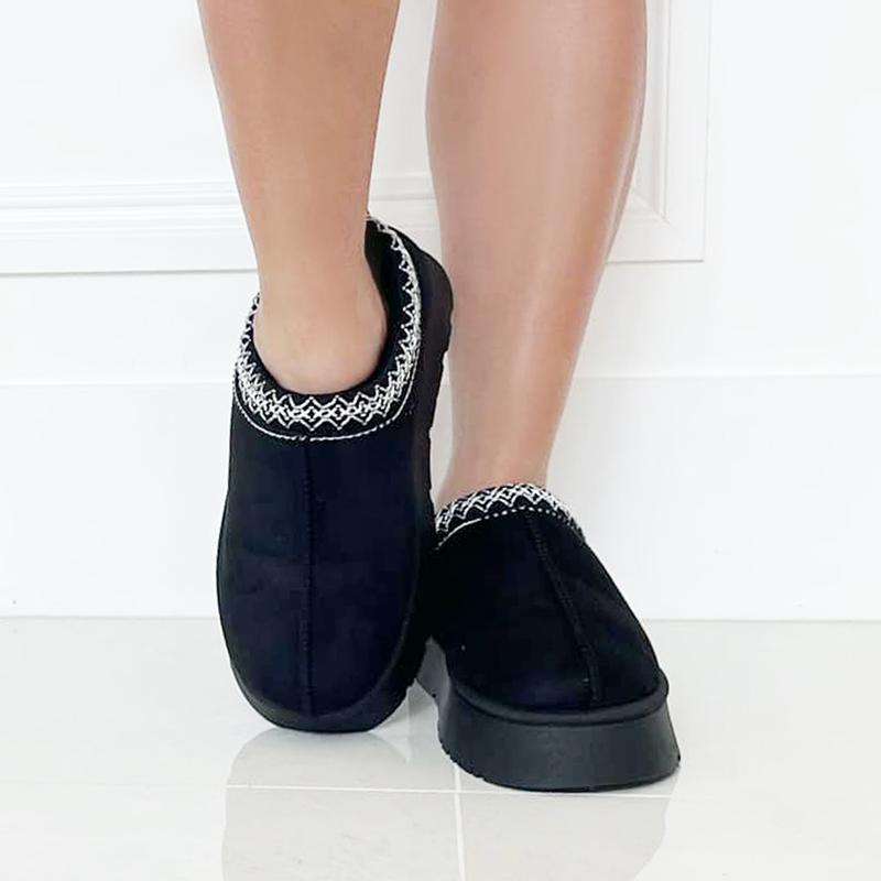 Women's Platform Slippers - Fur Fleece Lined, Slip-on, Durable for Indoor Outdoor. Warm, Lightweight with Suede Upper and Rubber Sole for Comfort.